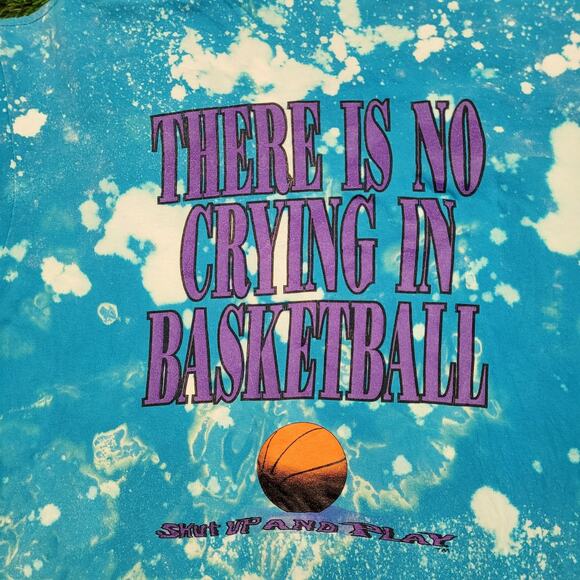 Vintage 90s Basketball Shirt M/L 21x27 Blue Bleached Ballin - Picture 14 of 15